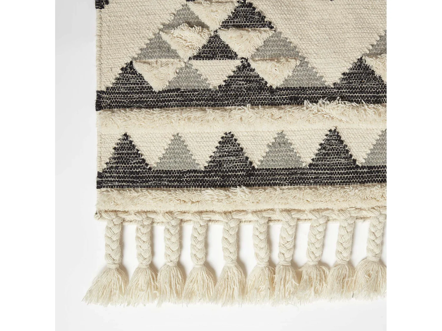 Homescapes Kota Black & Grey Kilim Wool Rug 120 x 170 cm