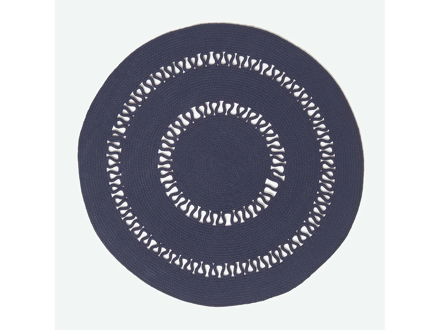 Homescapes Navy Crochet Braided Rug 90cm Round