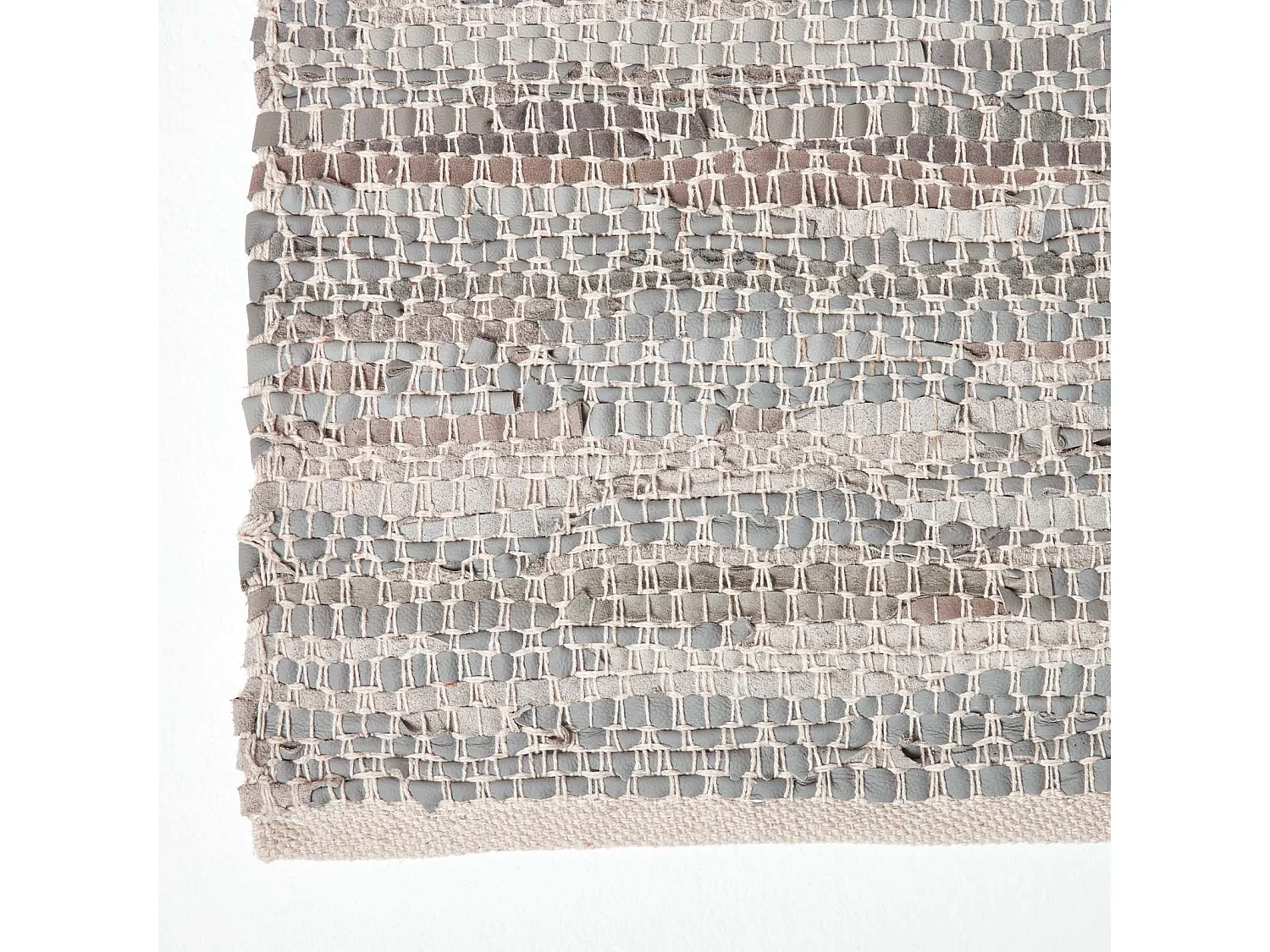 Homescapes Grey Real Leather Handwoven Diamond Pattern Rug, 150 x 240 cm