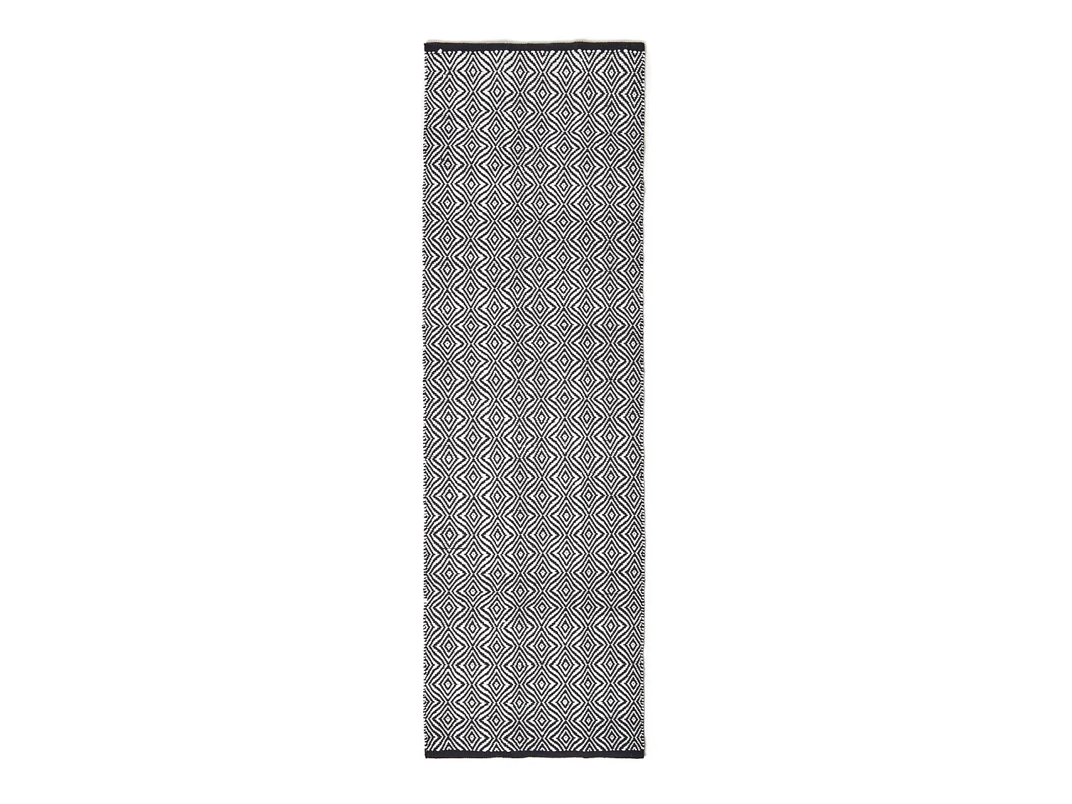 Homescapes Trance Black and White Diamond Pattern Recycled Fibre Rug, 66 x 200 cm