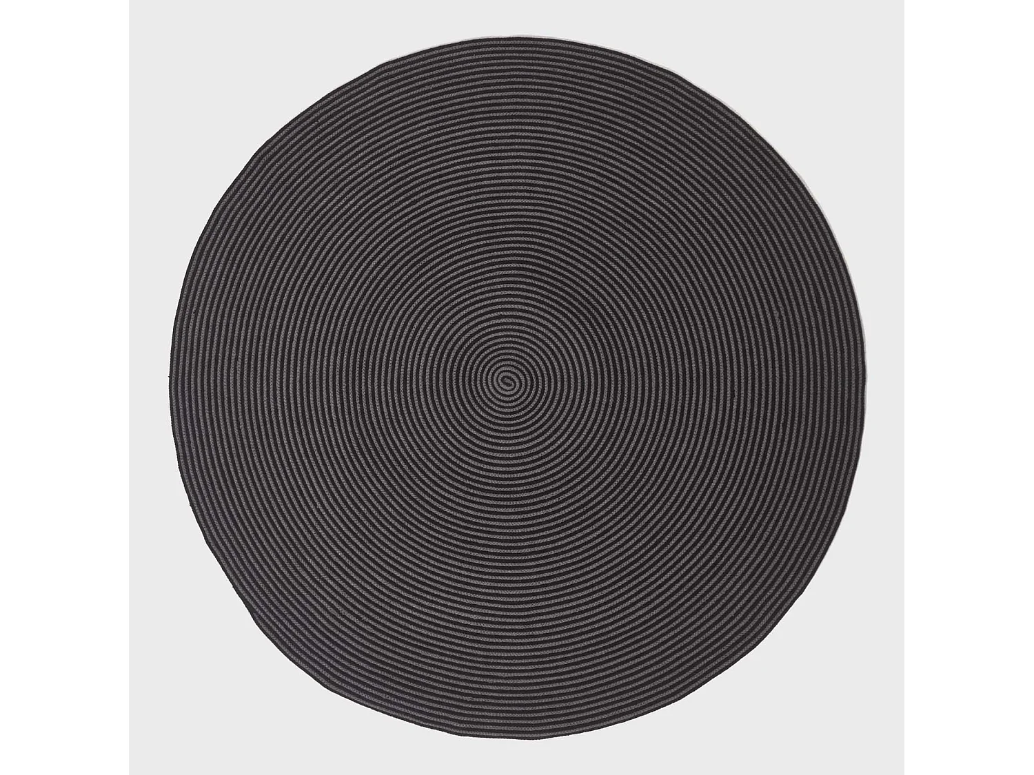 Homescapes Grey and Black Handmade Woven Spiral Braided Rug, 150 cm Round
