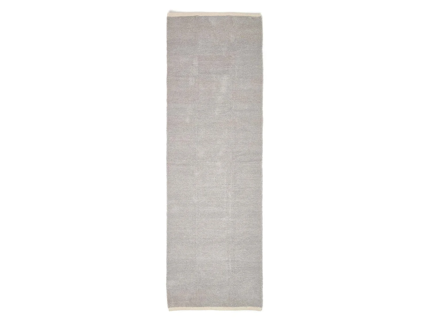 Homescapes Light Grey 100% Cotton Plain Chenille Rug with Natural Trim, 66 x 200 cm