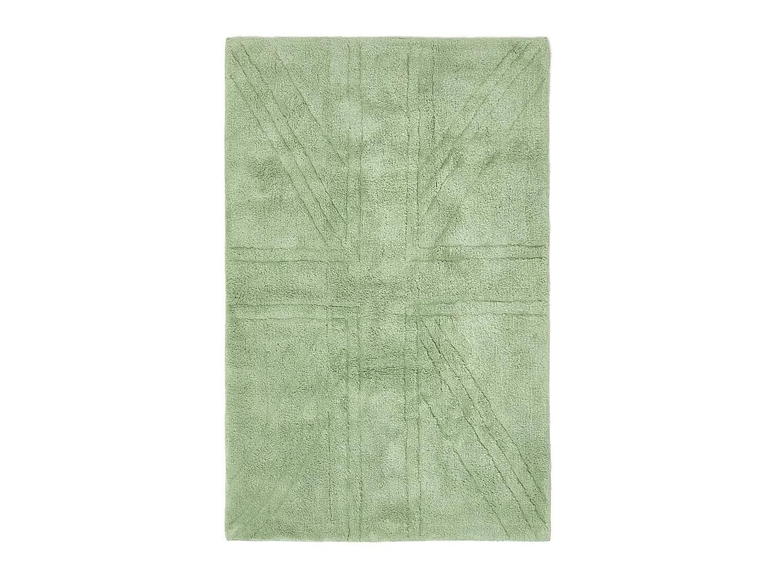 Homescapes Cotton Tufted Rug Union Jack Plain Embossed Mat Sage Green,90 x 150 cm