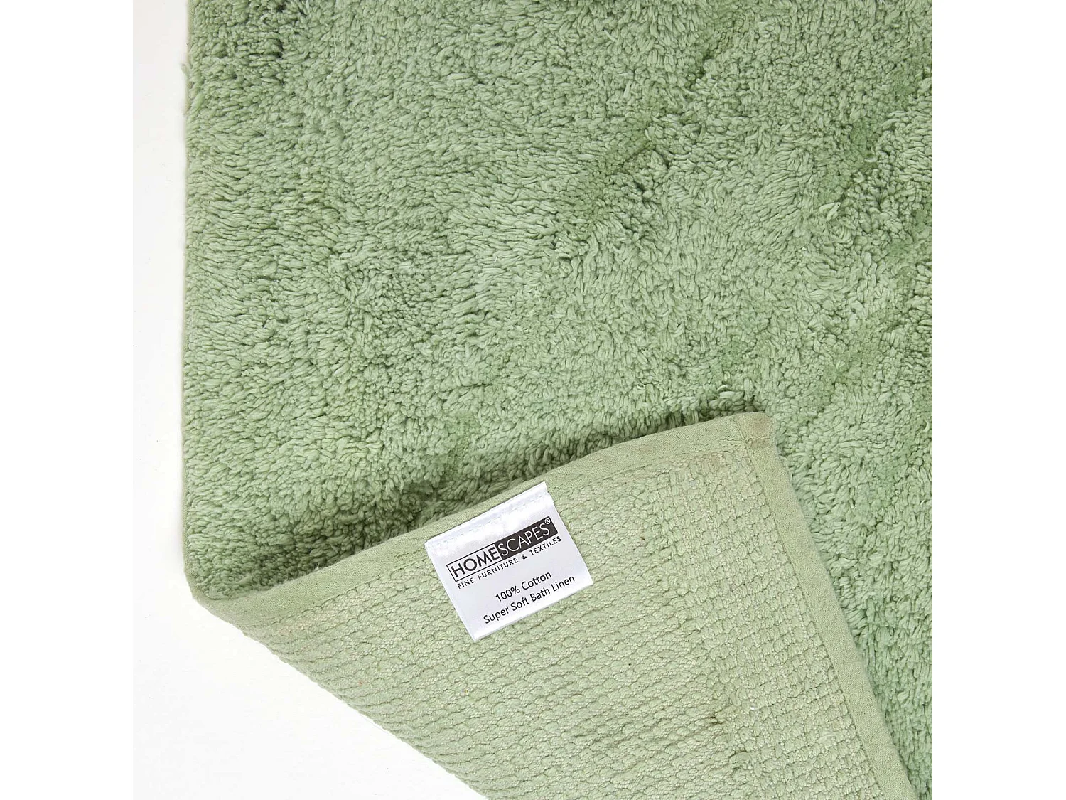 Homescapes Cotton Tufted Rug Union Jack Plain Embossed Mat Sage Green,90 x 150 cm