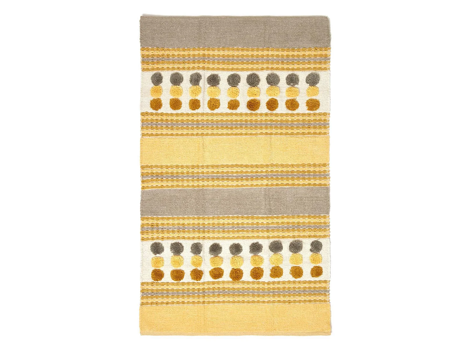 Homescapes Cotton Chenille Striped Tufted Circle Rug Grey Mustard Yellow 60 x 100cm