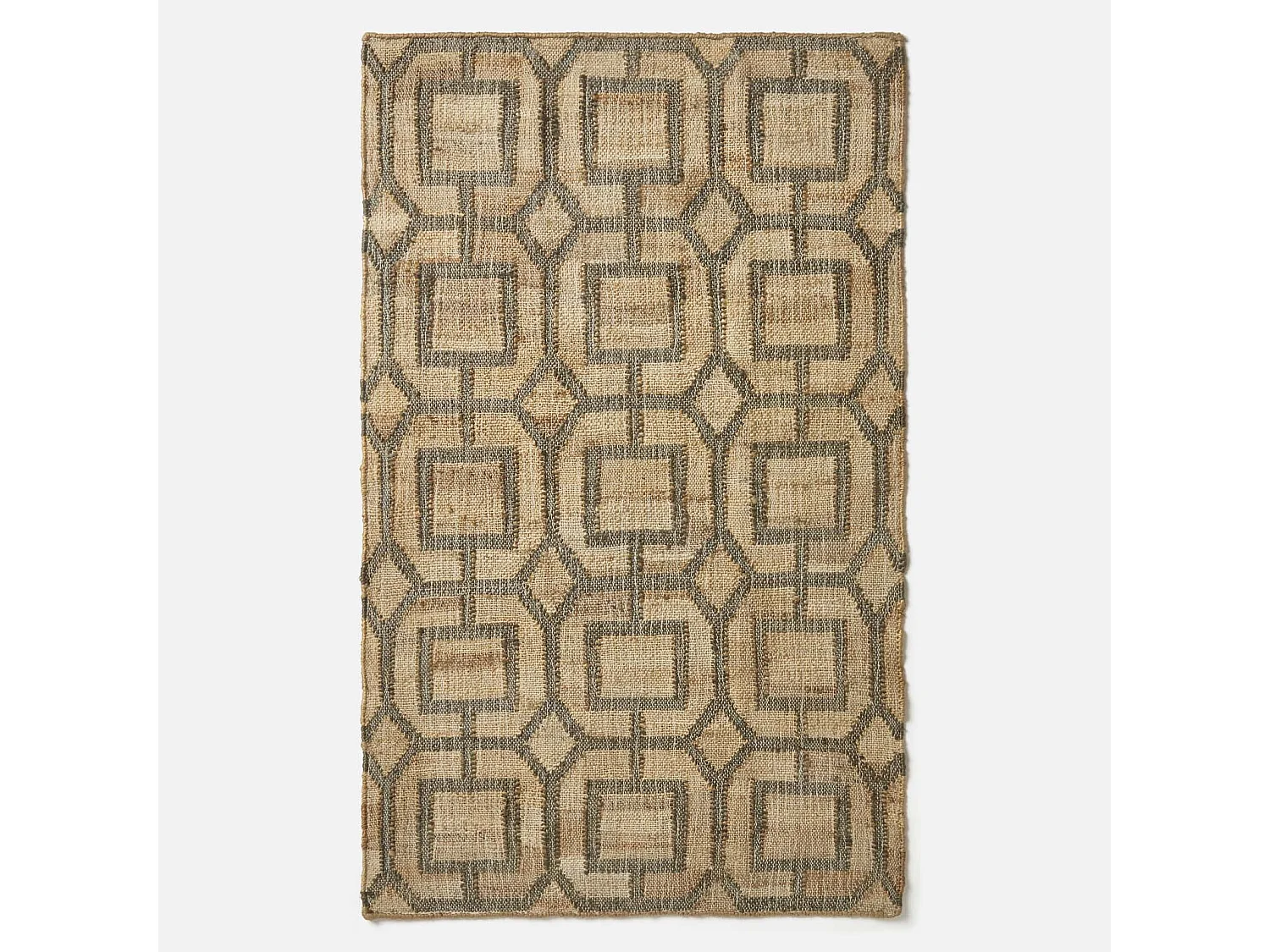Homescapes Tiran Brown Geometric Handwoven Jute Rug, 90 x 150 cm