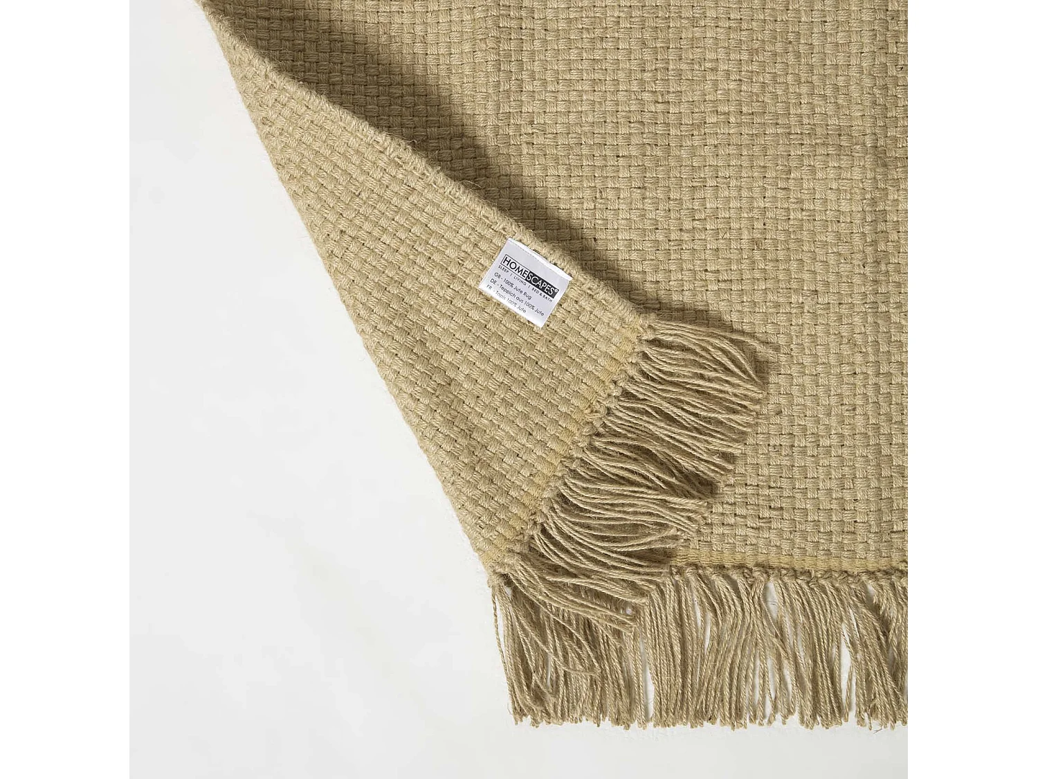 Homescapes Zaphyr Natural Handwoven Jute Rug with Tassels, 120 x 170 cm