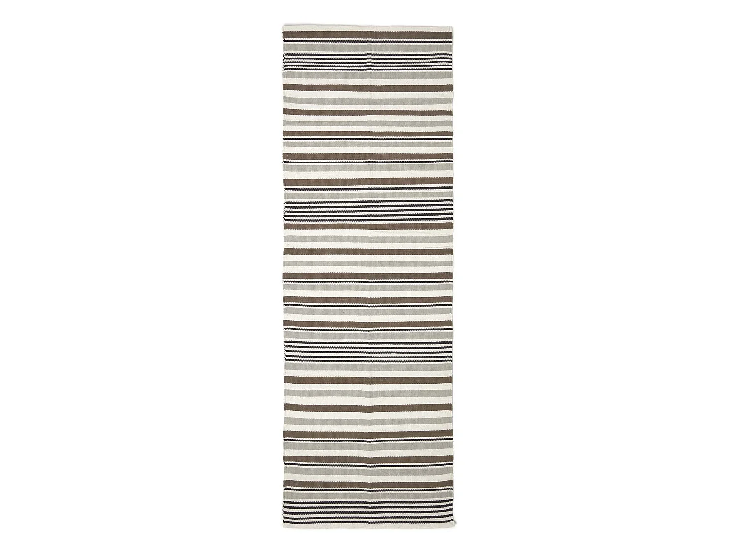 Homescapes Modern Black Grey Scandinavian Style Striped Cotton Rug, 66 x 200 cm