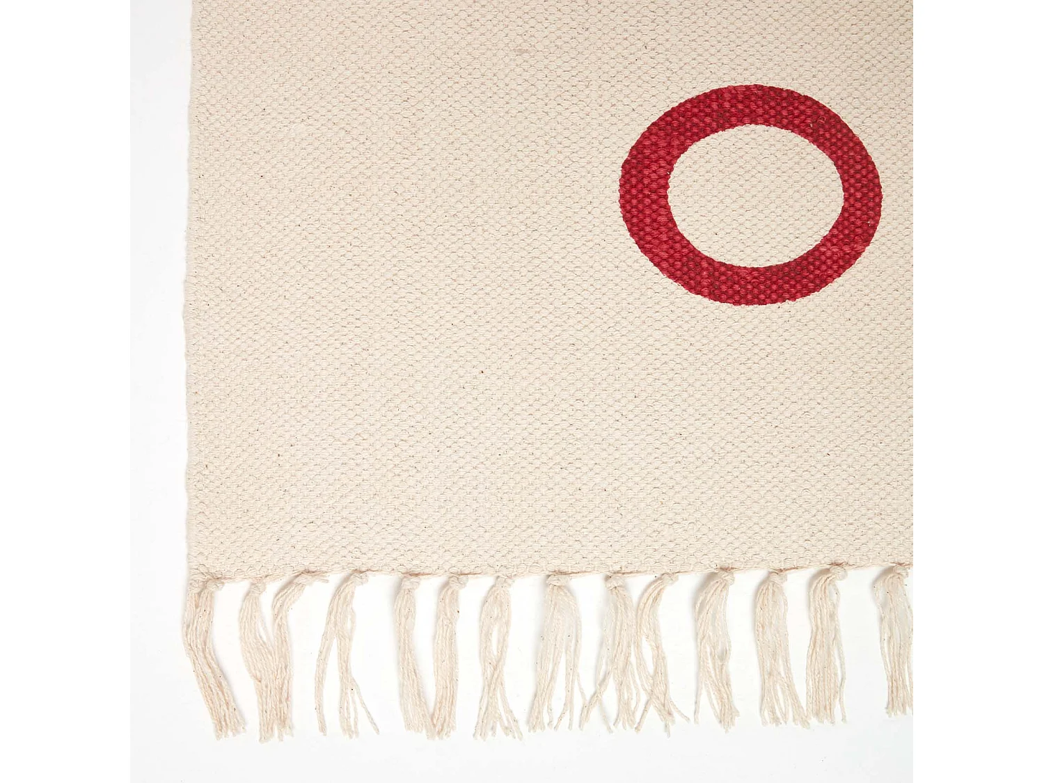 Homescapes Keep  Calm And Carry On Handwoven 100% Cotton Rug in Red & White, 60 x 100 cm
