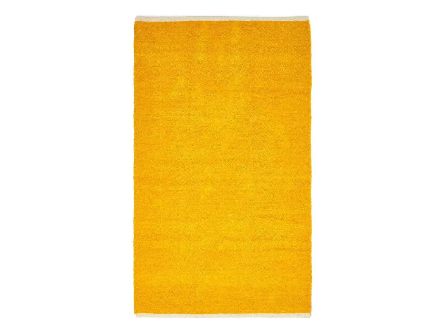 Homescapes Mustard 100% Cotton Plain Chenille Rug with Natural Trim, 60 x 100 cm