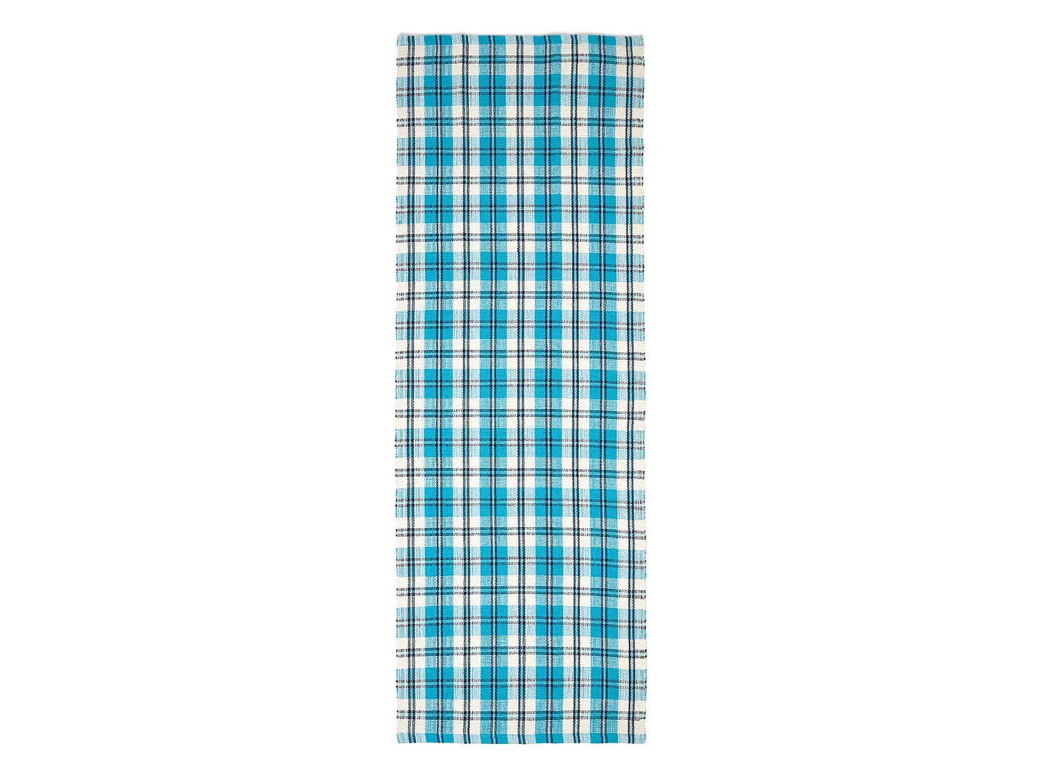 Homescapes Irvine Handwoven Blue Tartan 100% Cotton Rug, 66 x 200 cm