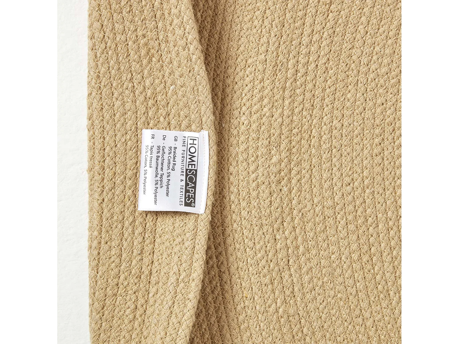 Homescapes Linen Handmade Woven Braided Round Rug, 150 cm