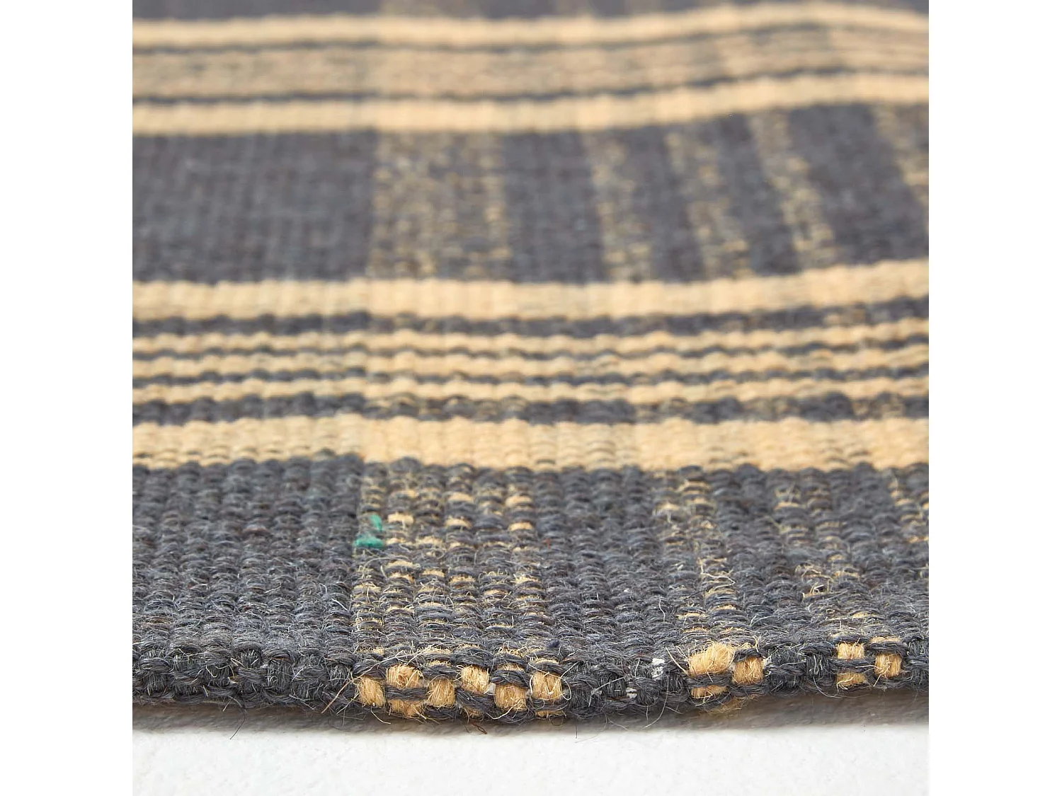 Homescapes Douglas Grey and Yellow Tartan Check Non-Slip 100% Wool Rug, 66 x 200 cm