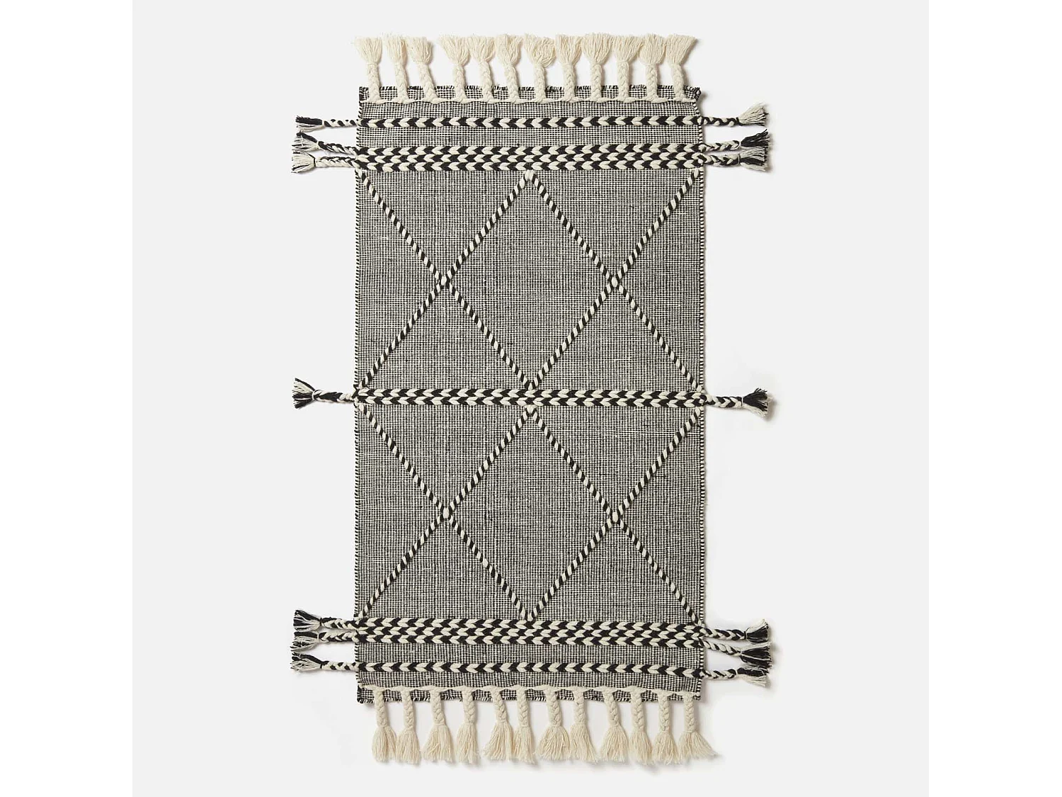 Homescapes Edessa Black & White Kilim Wool Rug 120 x 170 cm