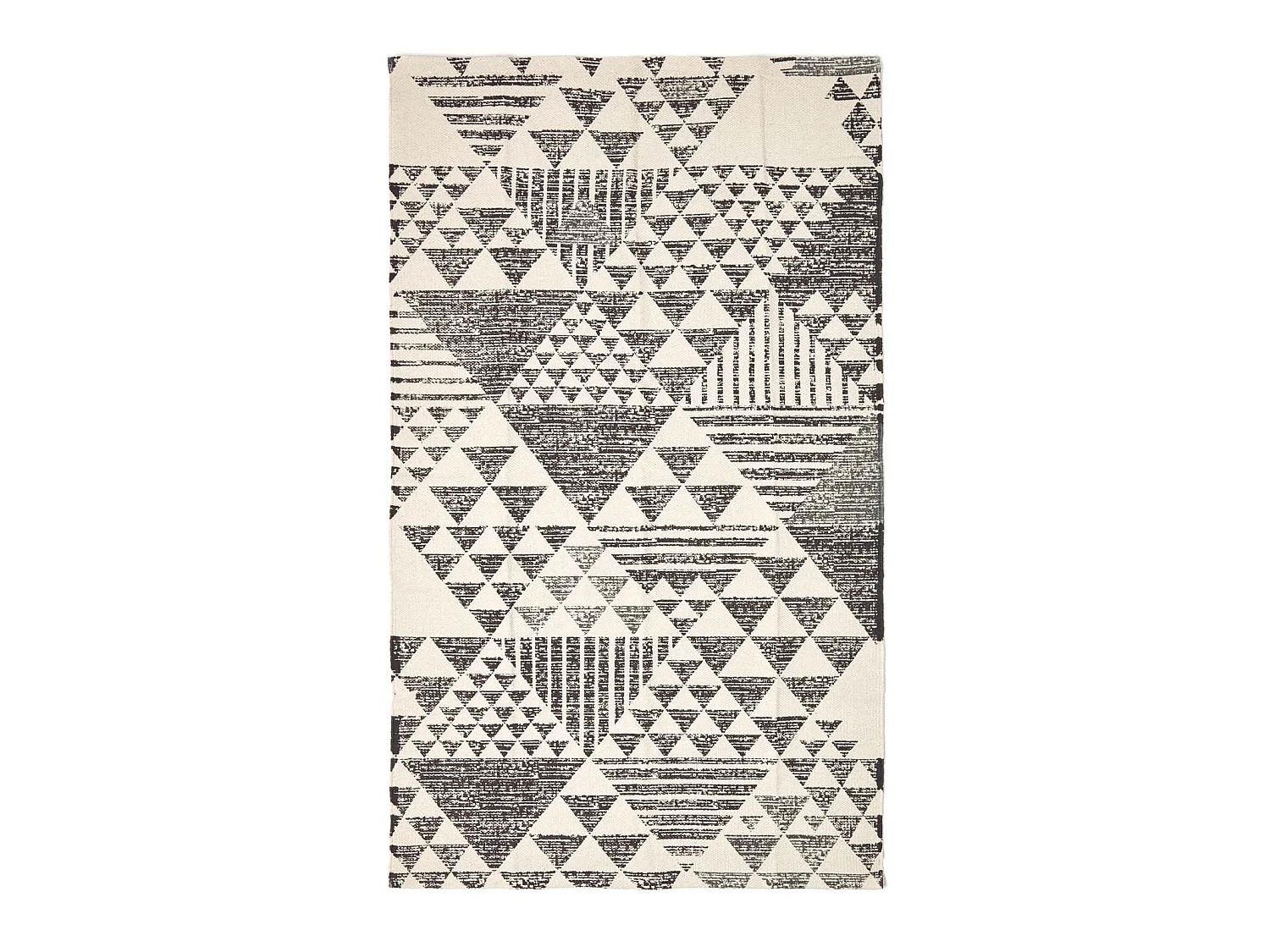 Homescapes Delphi Black and White Geometric Style 100% Cotton Printed Rug, 120 x 170 cm