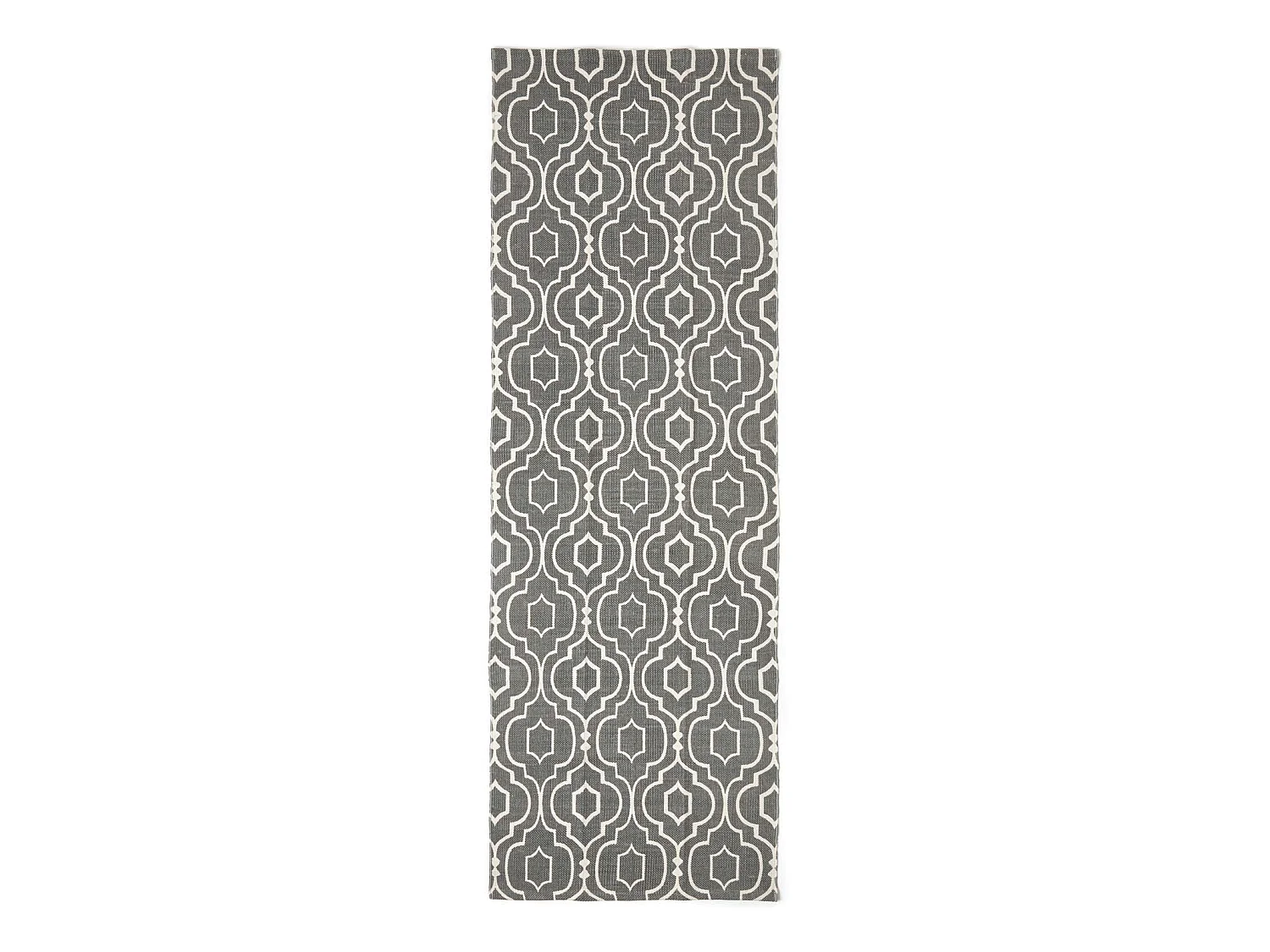 Homescapes Riga Grey and White 100% Cotton Printed Patterned Rug, 66 x 200 cm