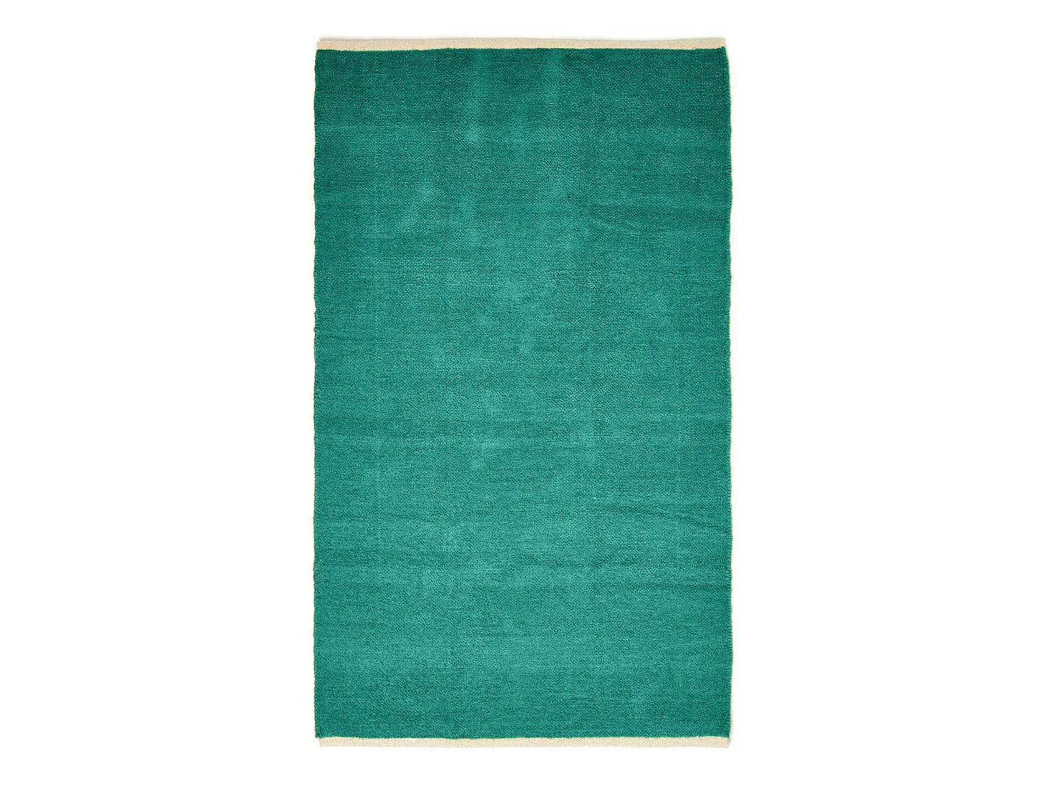 Homescapes Teal Green 100% Cotton Plain Chenille Rug with Natural Trim, 45 x 70 cm