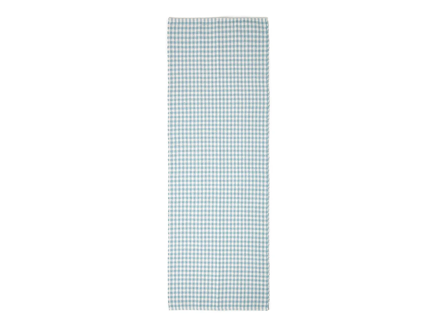 Homescapes Cotton Gingham Check Rug Hand Woven Blue White, 66 x 200 cm