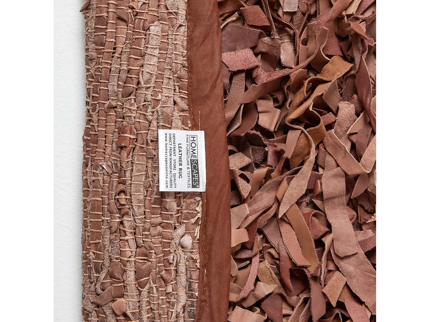 Homescapes Dallas Leather Shaggy Rug Brown, 150 cm Round