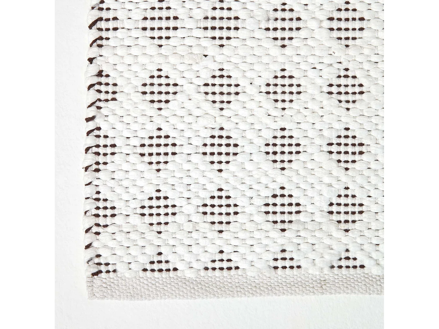 Homescapes White Geometric Black Diamond Chindi Rug, 150 x 240 cm