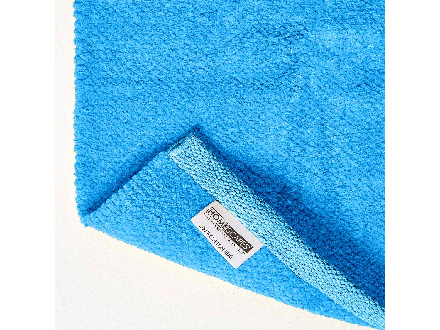 Homescapes Chenille Plain Cotton Extra Large Rug Blue, 110 x 170 cm