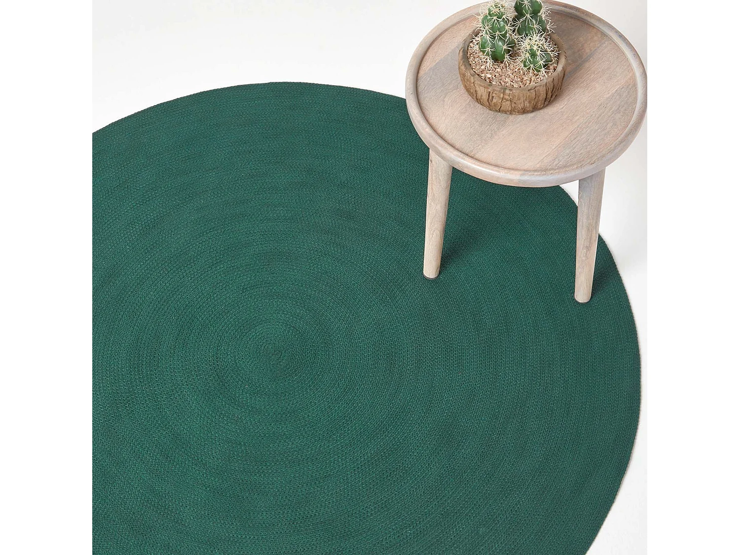 Homescapes Forest Green Handmade Woven Braided Round Rug, 150 cm