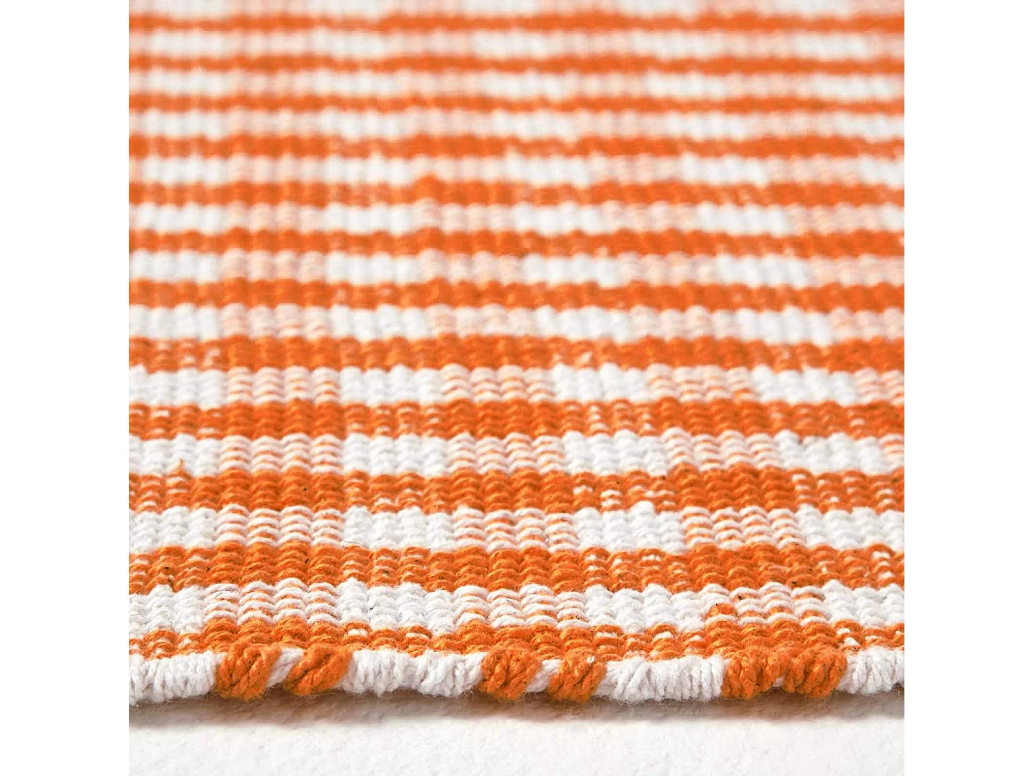 Homescapes Cotton Gingham Check Rug Hand Woven Orange White, 70 x 120 cm