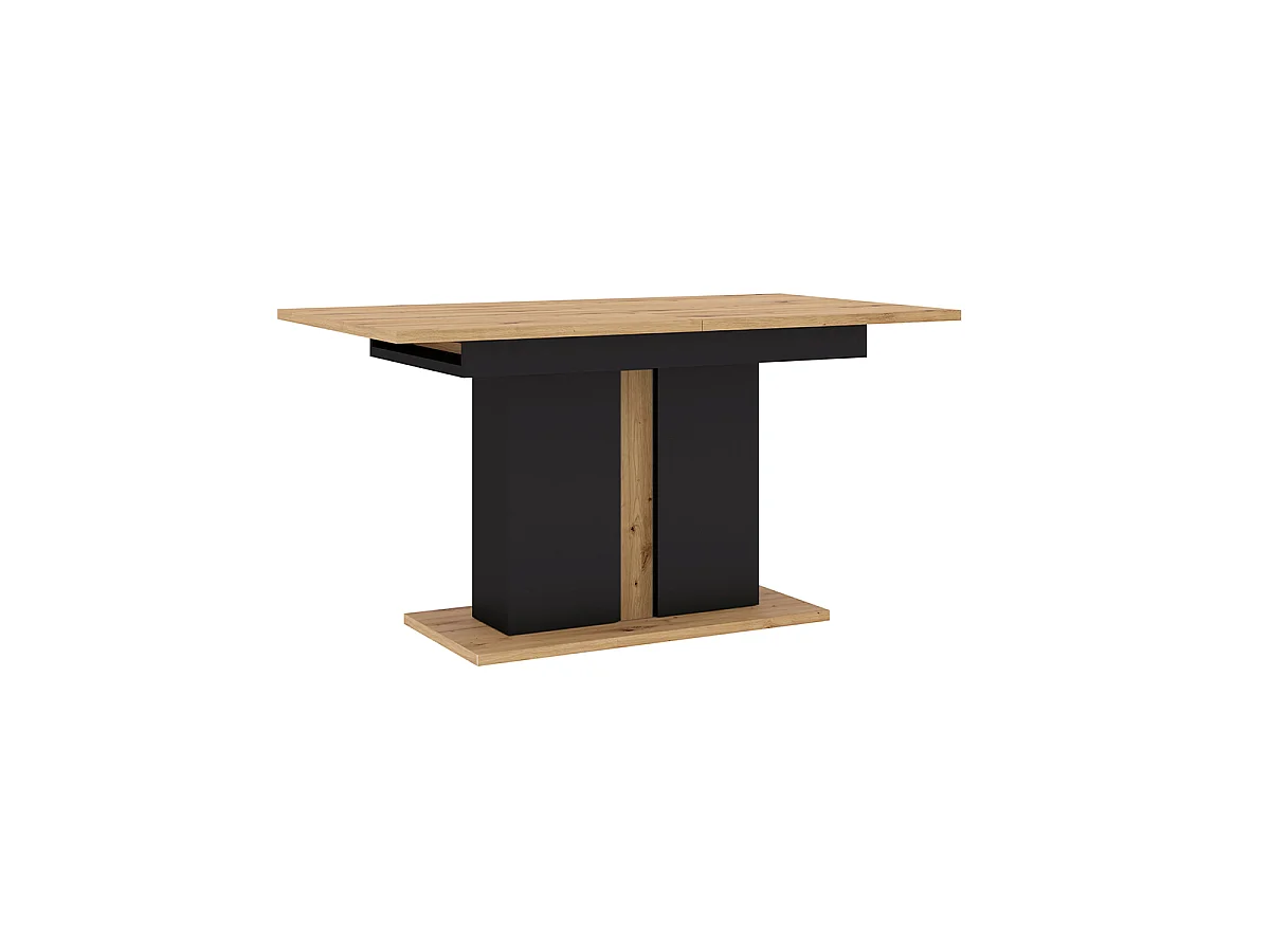 Table à manger extensible 1 pied 4 à 8 places Nouka Bois et Noir