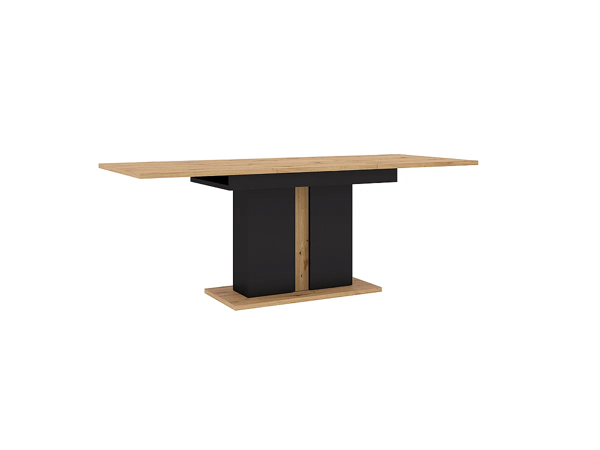 Table à manger extensible 1 pied 4 à 8 places Nouka Bois et Noir
