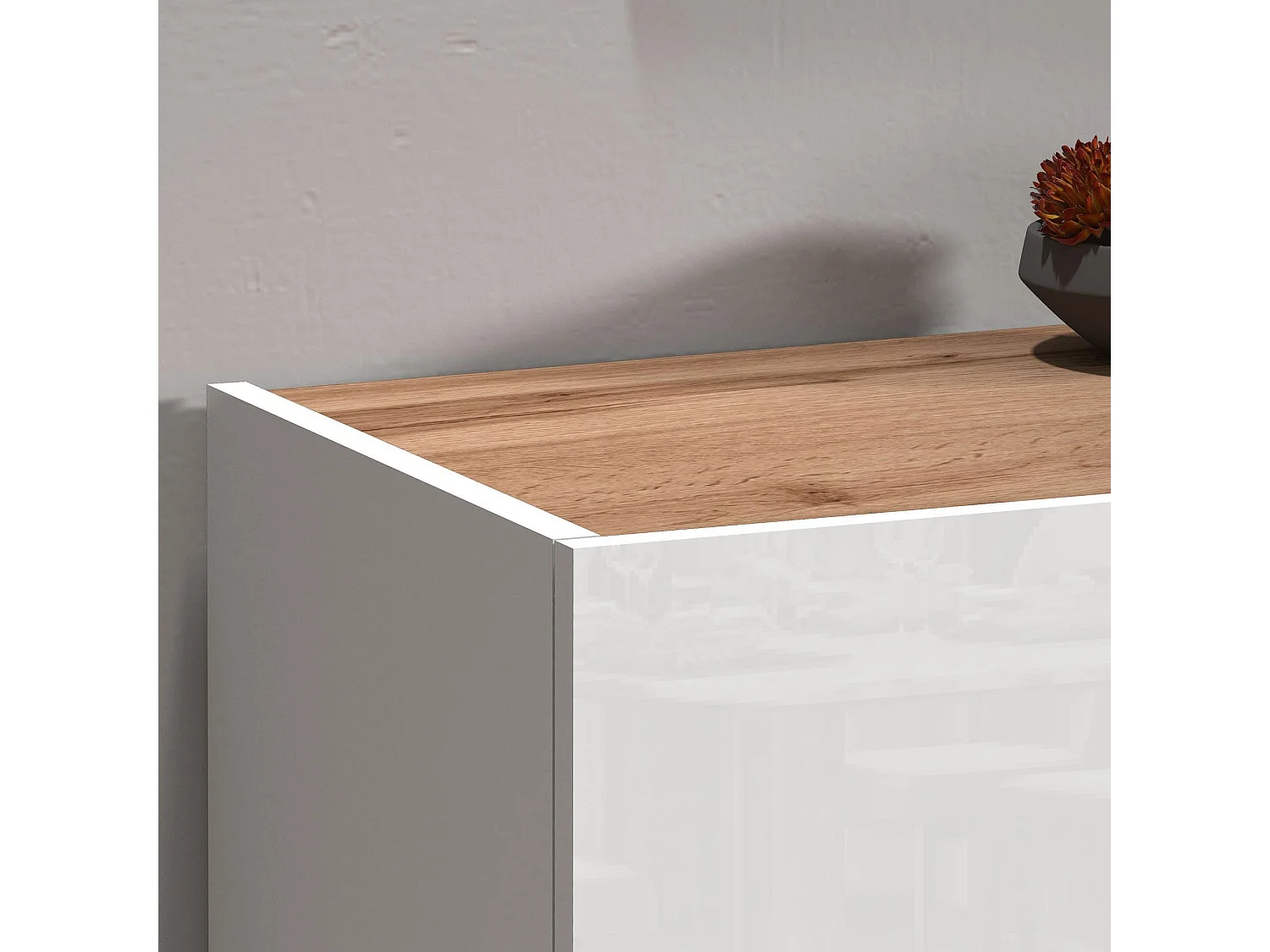 Mueble auxiliar de almacenamiento Garda con 2 puertas blanco brillo/roble 80,9x35x70 cm