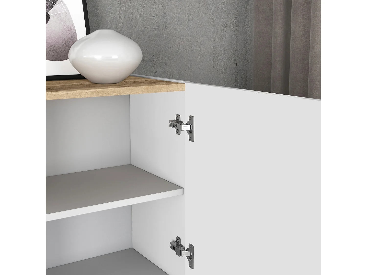 Mueble auxiliar de almacenamiento Garda con 2 puertas blanco brillo/roble 80,9x35x70 cm
