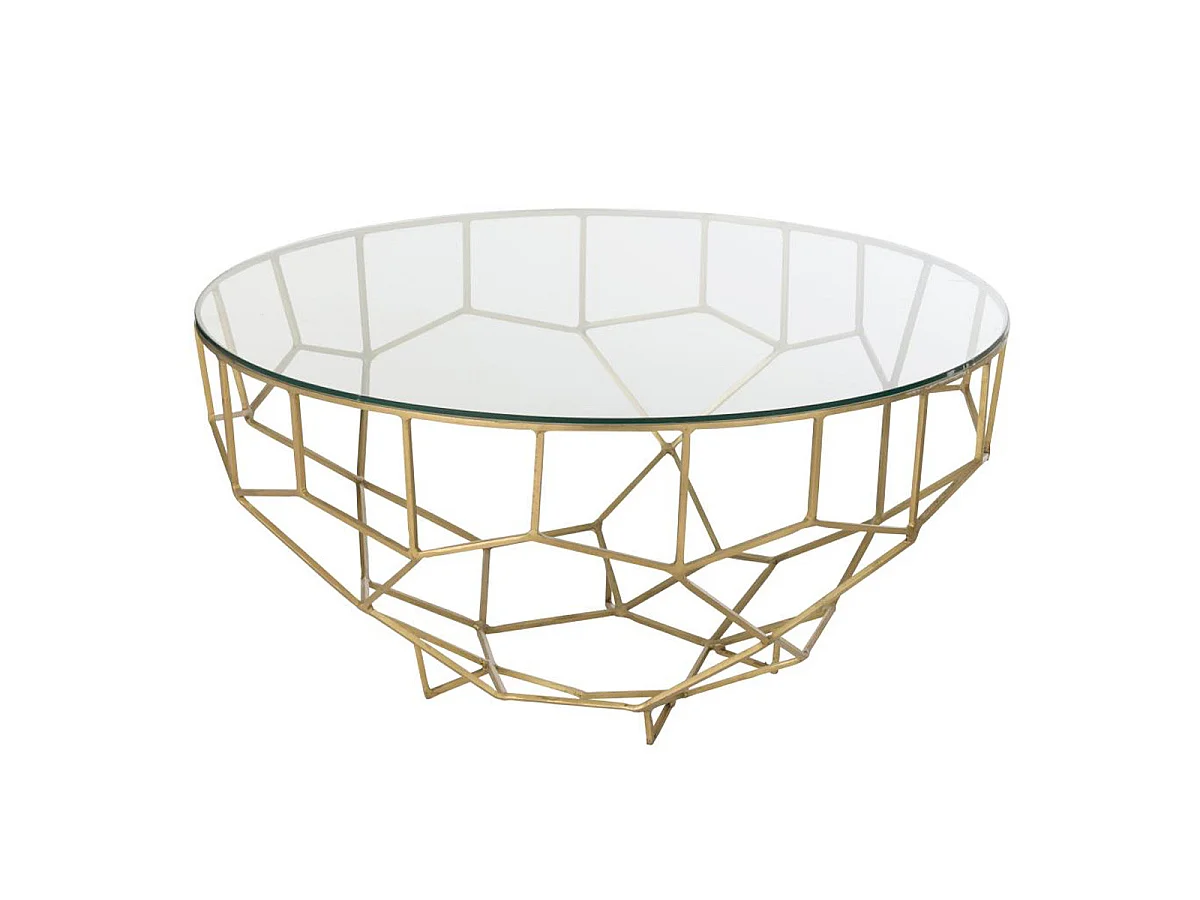 Table Basse Design en Verre "Moza" 90cm Or