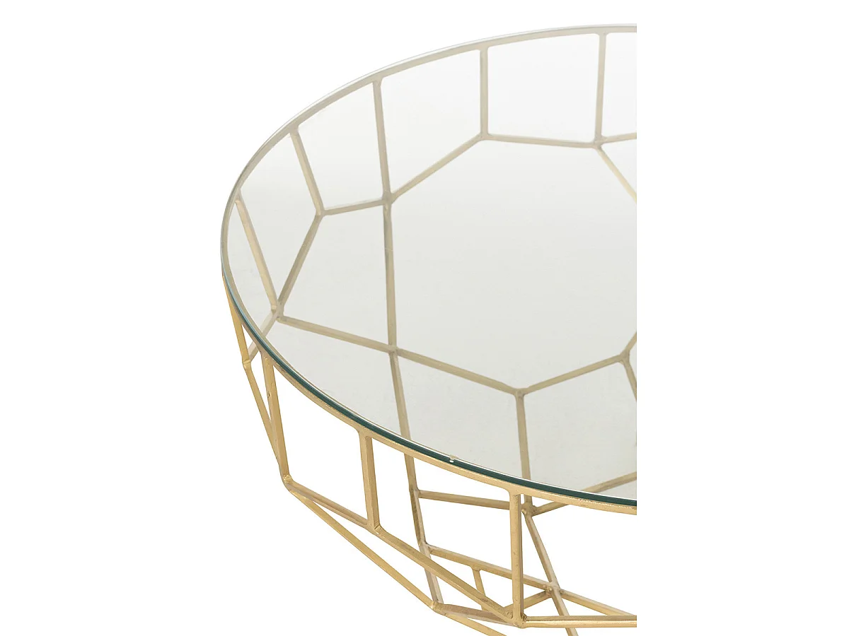 Table Basse Design en Verre "Moza" 90cm Or
