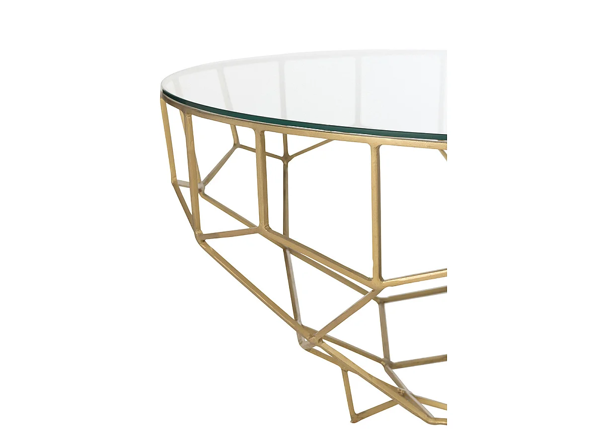 Table Basse Design en Verre "Moza" 90cm Or