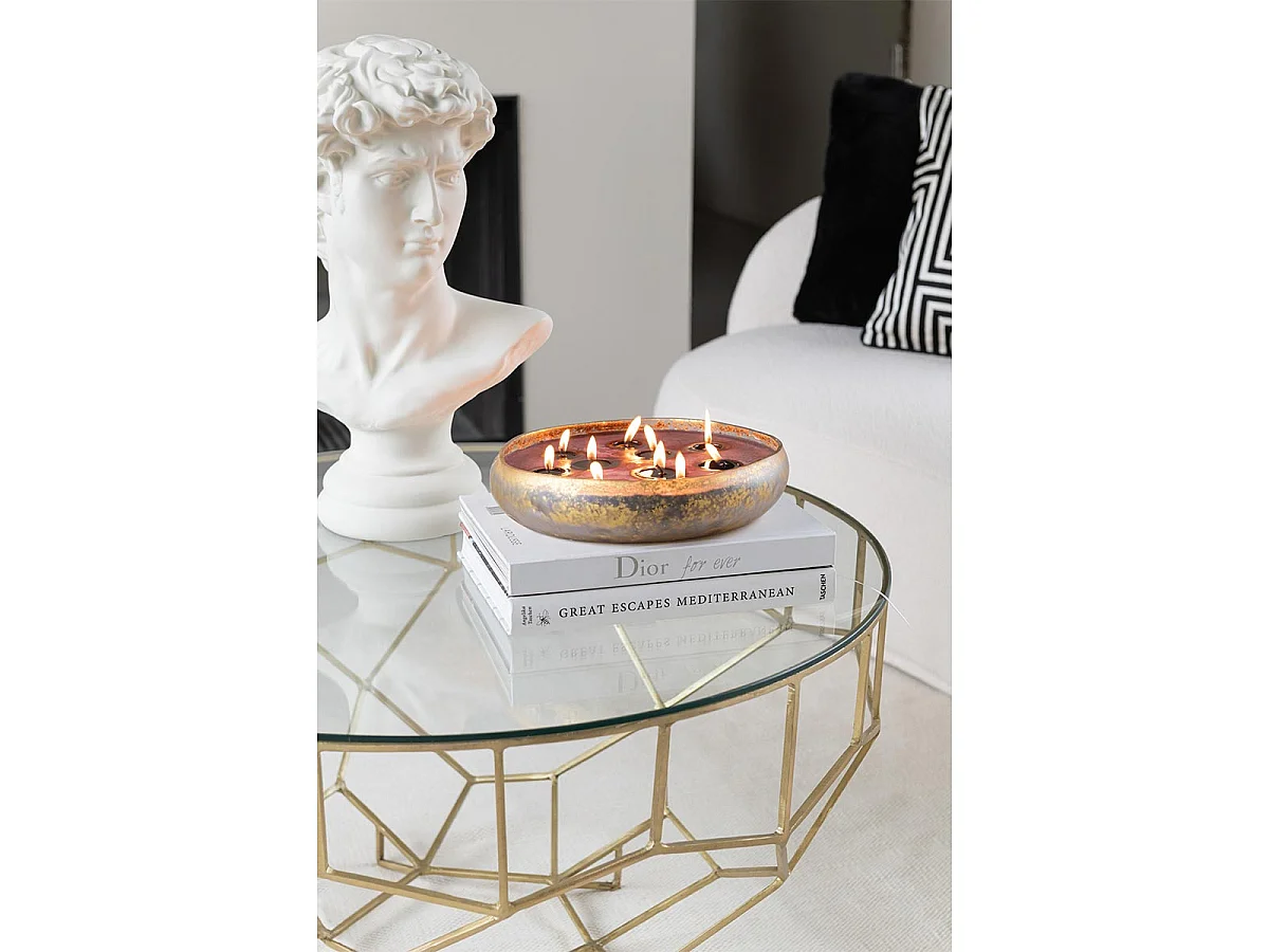 Table Basse Design en Verre "Moza" 90cm Or