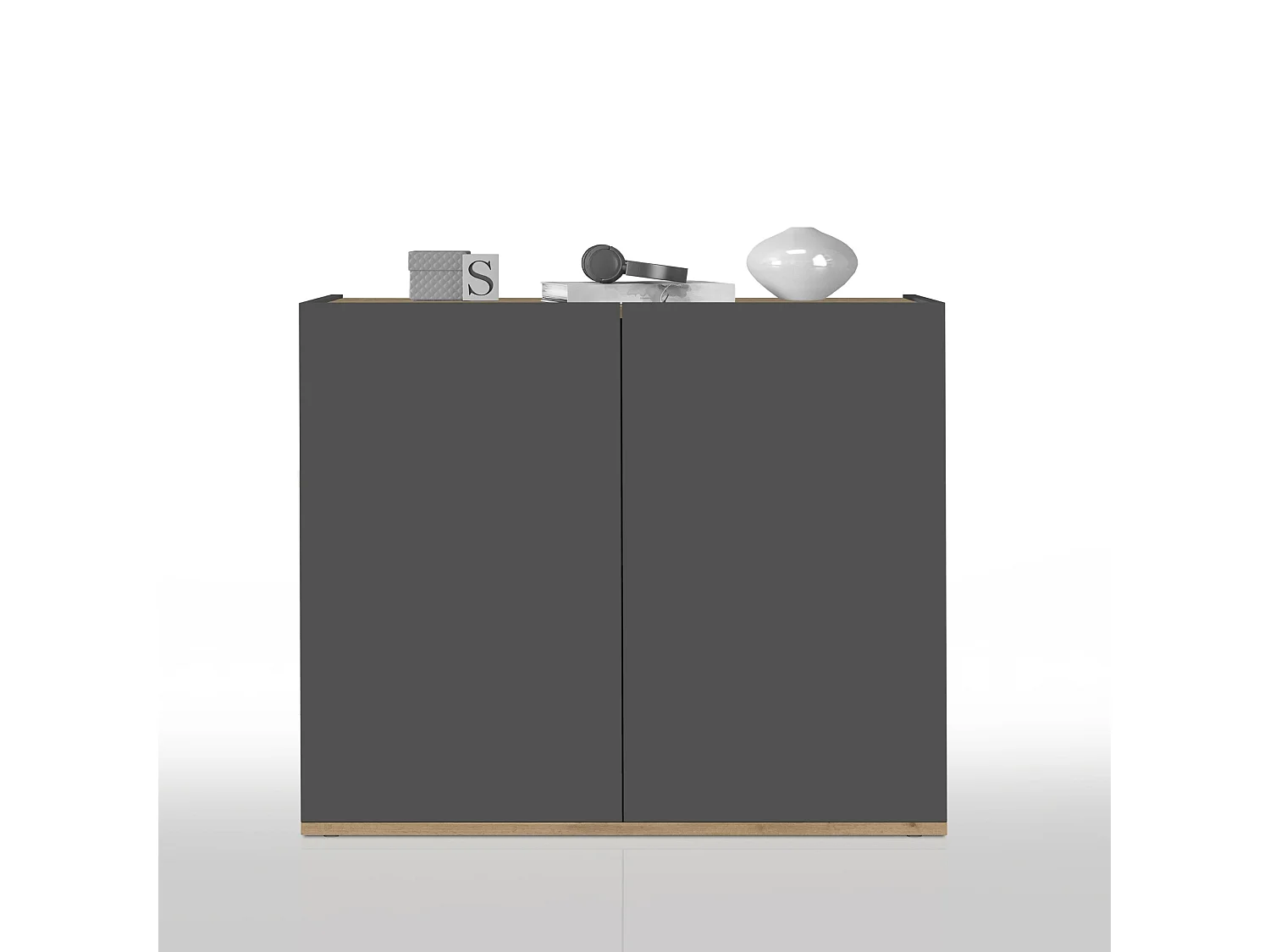 Mueble auxiliar de almacenamiento Garda con 2 puertas antracita/roble 80,9x35x70 cm