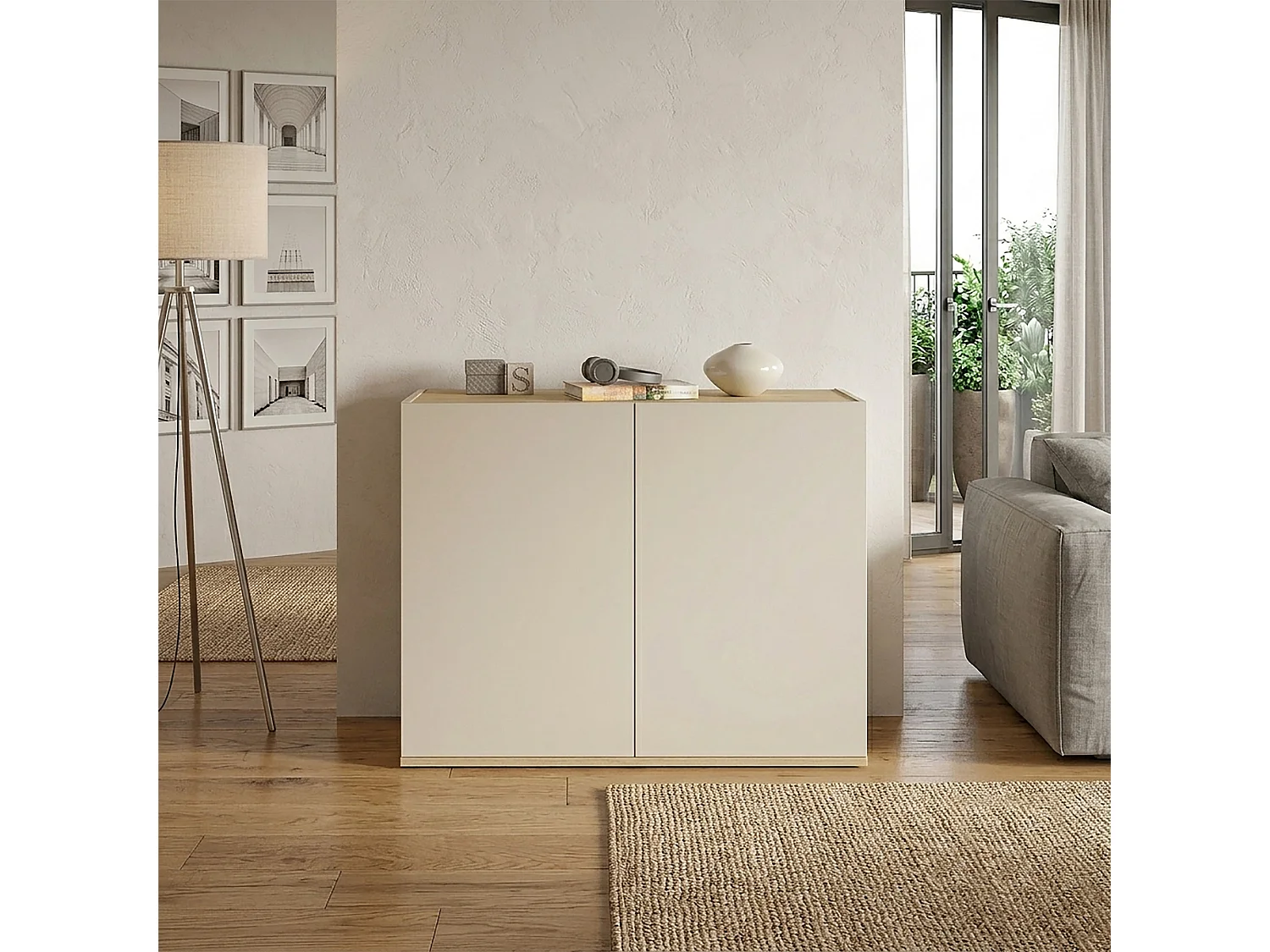 Mueble auxiliar de almacenamiento Garda con 2 puertas cachemira/roble claro 80,9x35x70 cm