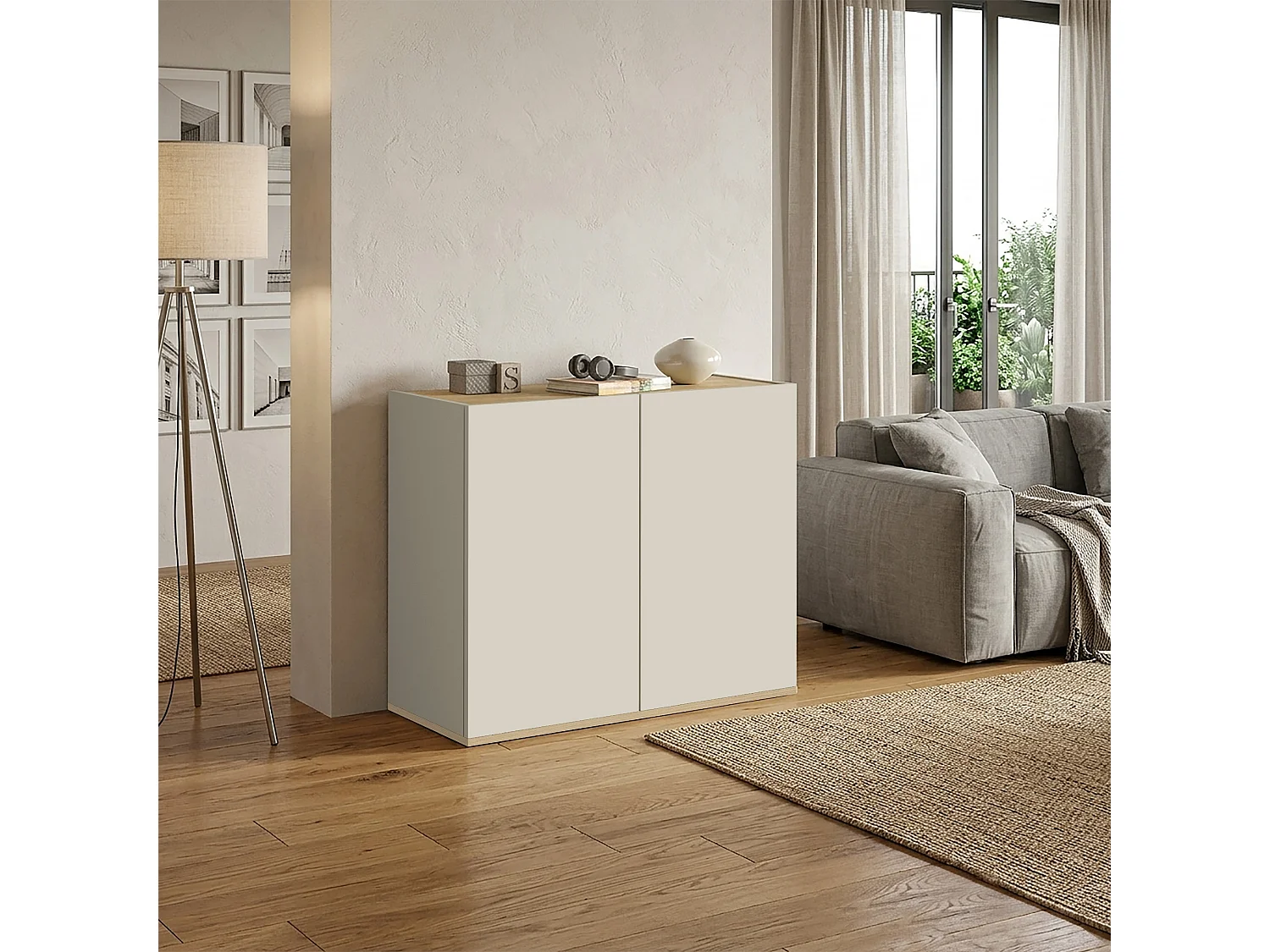 Mueble auxiliar de almacenamiento Garda con 2 puertas cachemira/roble claro 80,9x35x70 cm