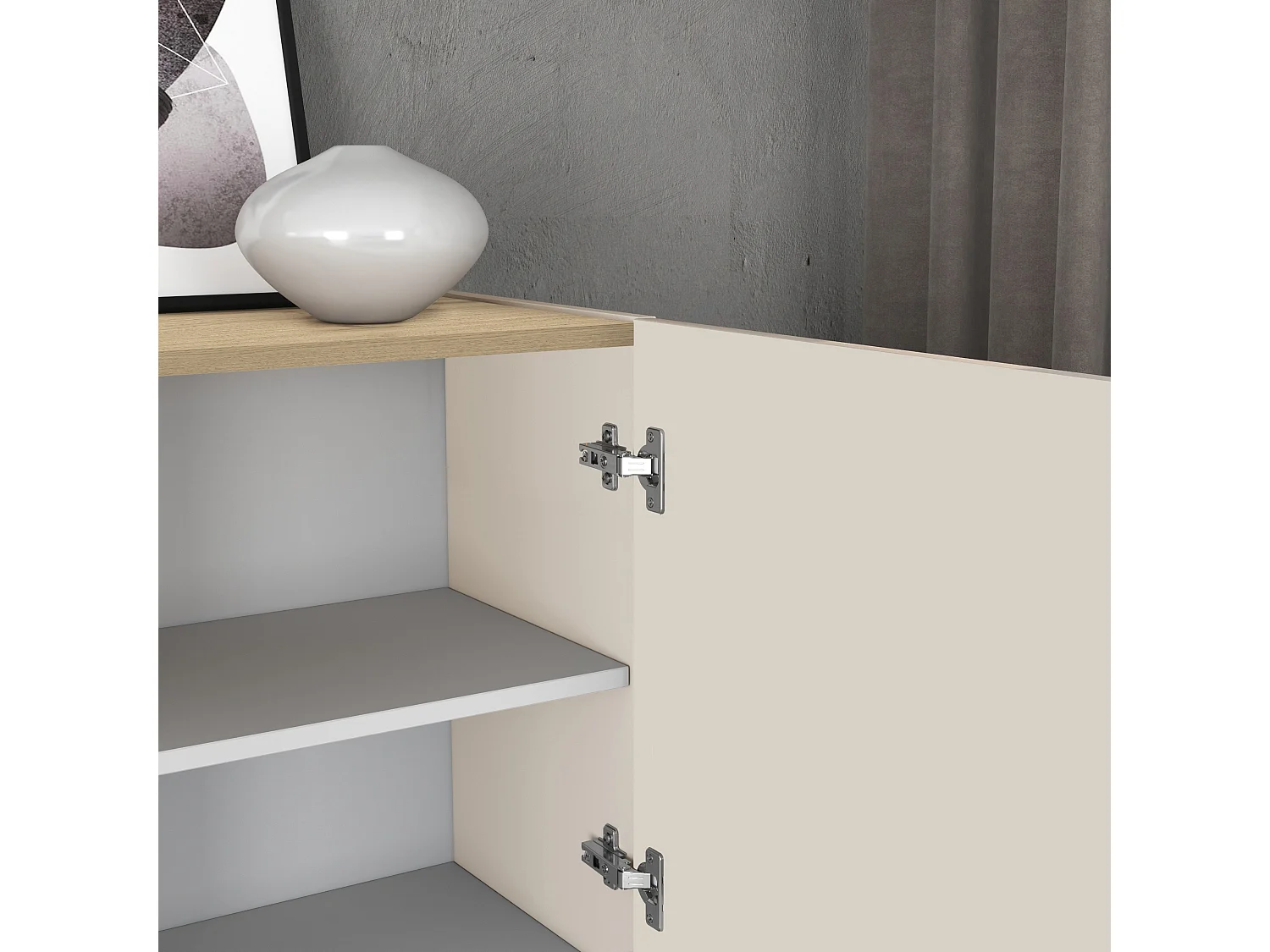 Mueble auxiliar de almacenamiento Garda con 2 puertas cachemira/roble claro 80,9x35x70 cm