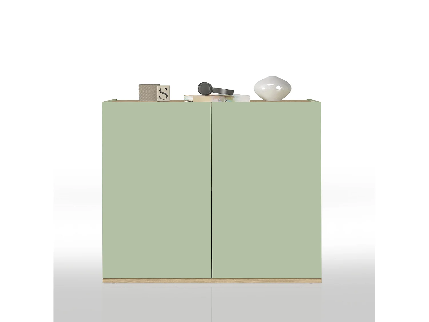 Mueble auxiliar de almacenamiento Garda con 2 puertas salvia/roble claro 80,9x35x70 cm