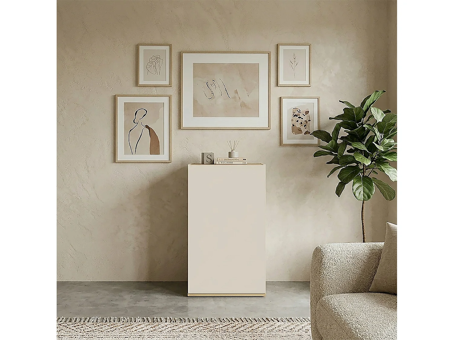 Armoire de rangement gain de place Garda avec 1 porte cachemire/chêne 40,4x35x70 cm