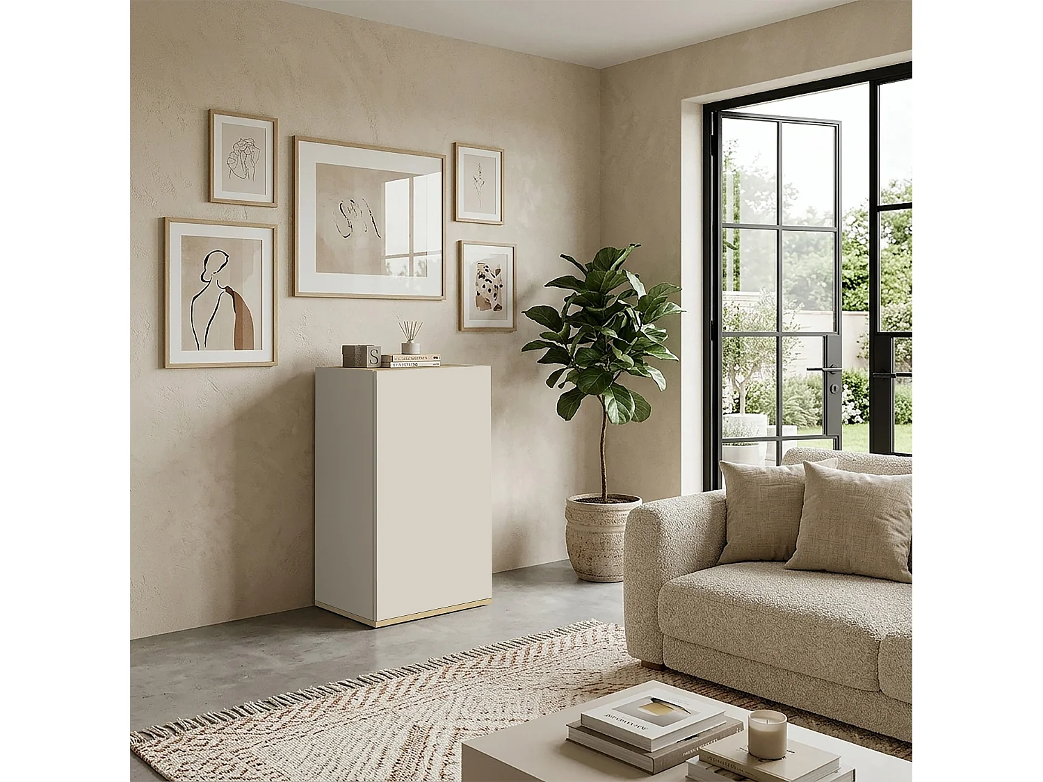 Armoire de rangement gain de place Garda avec 1 porte cachemire/chêne 40,4x35x70 cm
