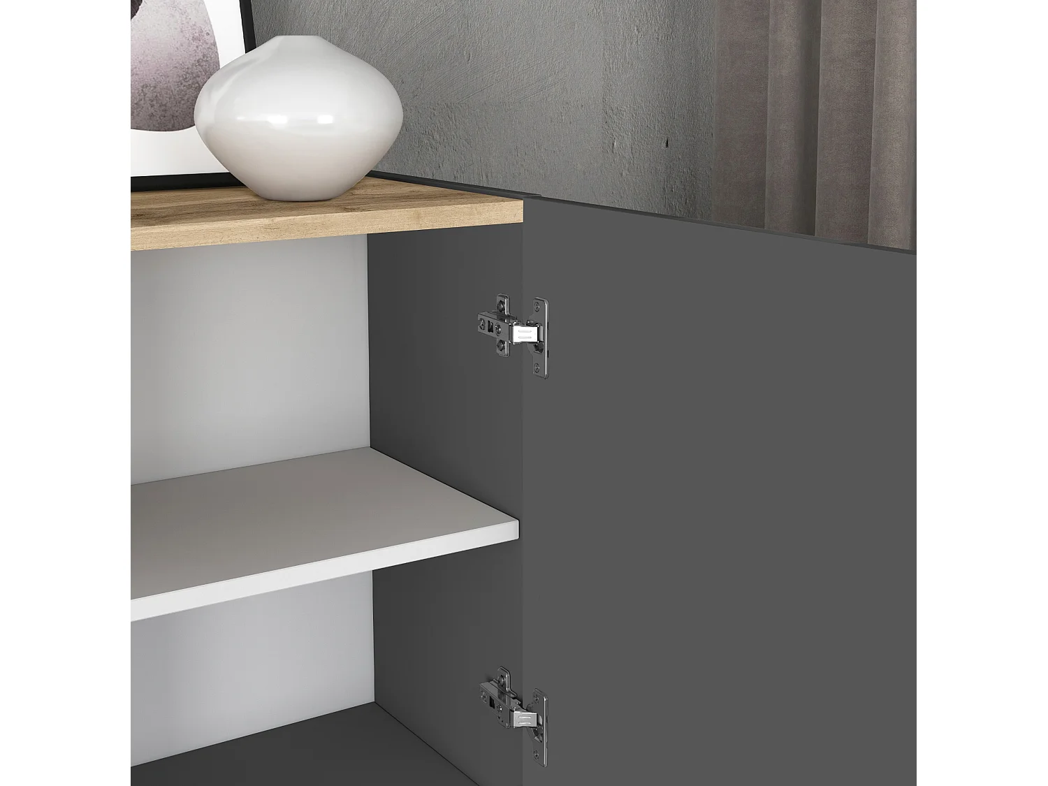 Armoire de rangement gain de place Garda avec 1 porte anthracite/chêne 40,4x35x70 cm
