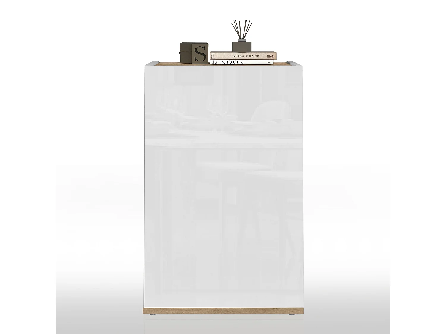 Armoire de rangement gain de place Garda avec 1 porte blanc brillant/chêne 40,4x35x70 cm