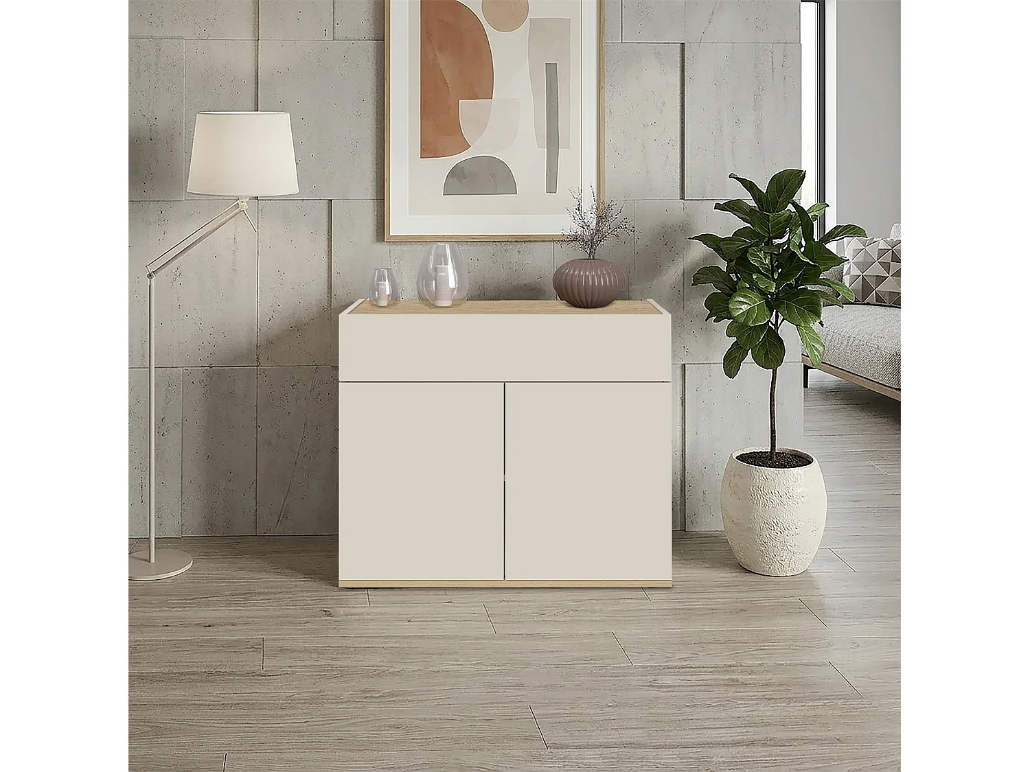 Buffet Moderne Gain de Place avec Finition en Cachemire/Chêne 80.9x35x70 cm par GARDA