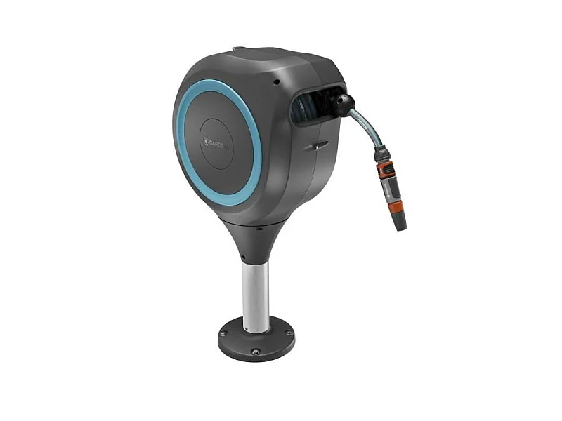 GARDENA RollUp S Automatische Slanghaspel voor Terras - Blauw - 15m Slang - Anti-Blokkering - 360° Draaibaar