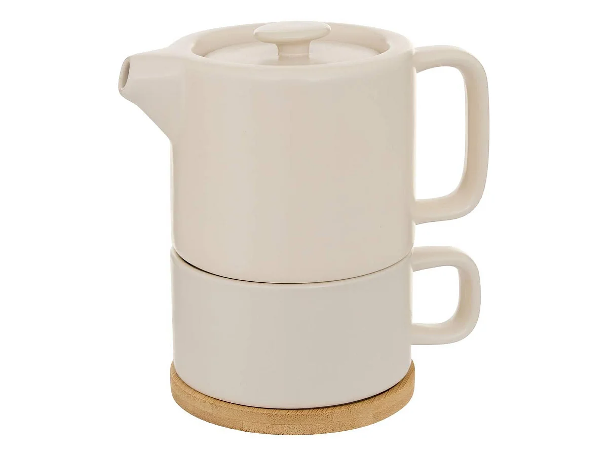 Théière avec Tasse "Nature" 40cl Crème