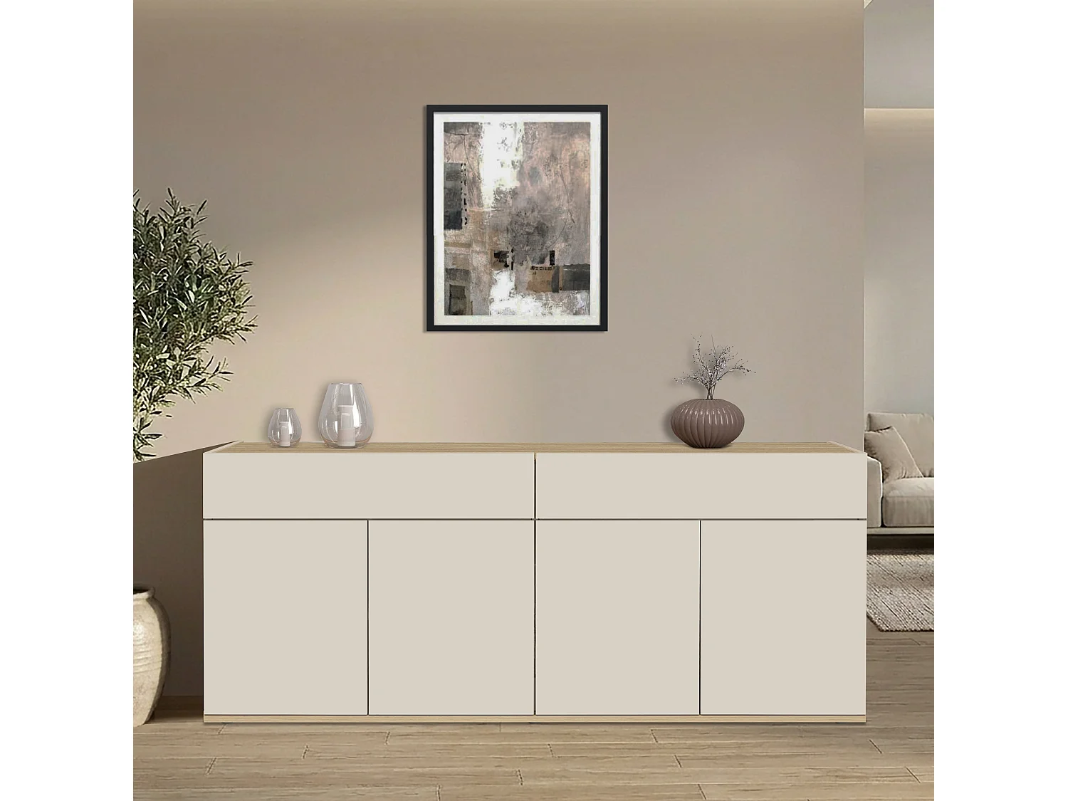 Buffet Moderne Cachemire et Chêne avec Fonction Push-to-Open 160,1x35x70 cm par GARDA