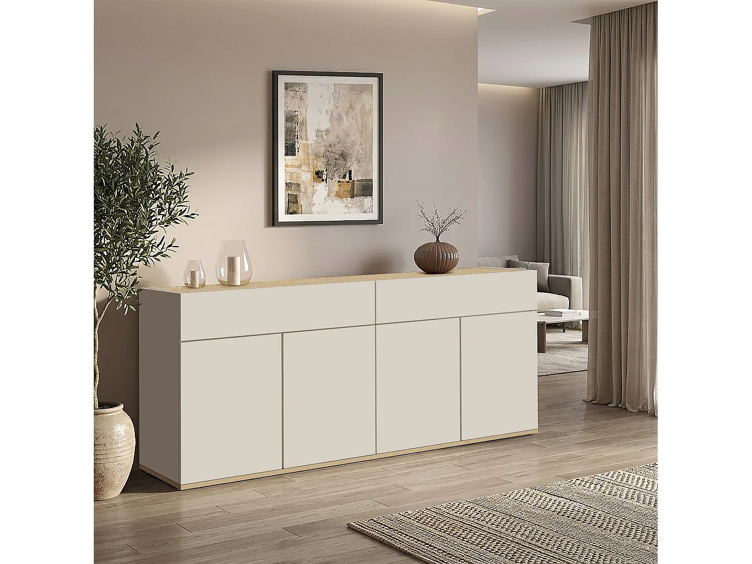 Buffet Moderne Cachemire et Chêne avec Fonction Push-to-Open 160,1x35x70 cm par GARDA