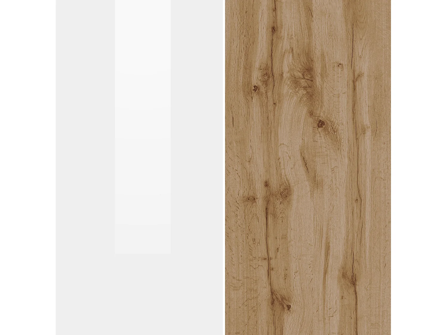 Mobile porta tv angolare Garda con 2 ante a ribalta bianco/rovere 183,5/310x31,4x35 cm